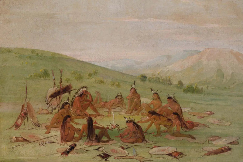 Teil des Krieges zu Fuß im Rat, Mandan - George Catlin