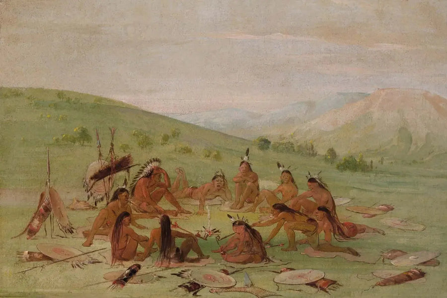 Teil des Krieges zu Fuß im Rat, Mandan - George Catlin