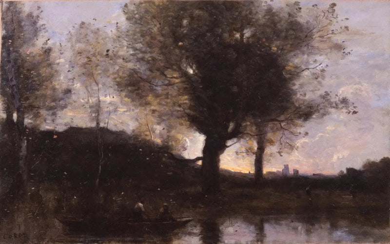 Passage en bateau - In der Nähe von Douai - Jean-Baptiste Camille Corot