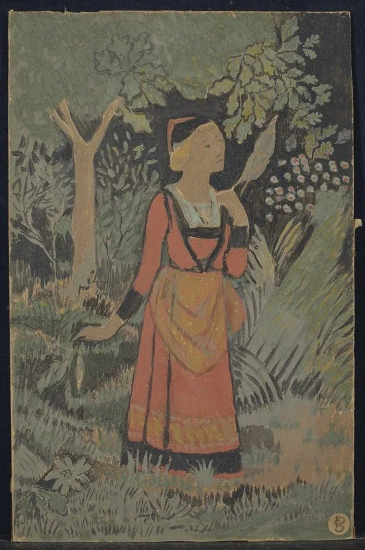 Fileuse sous un chêne, peinture de Paul Sérusier