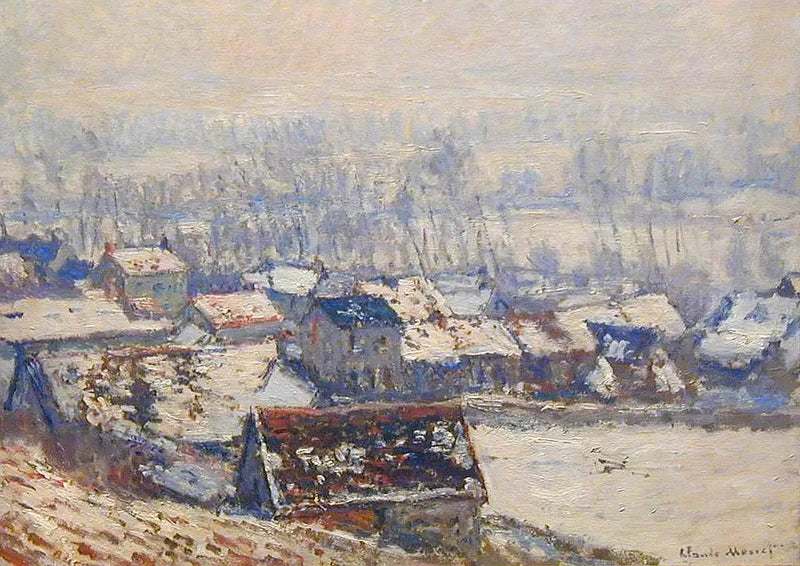 Landschaft in Giverny, Schnee-Effekt - Claude Monet