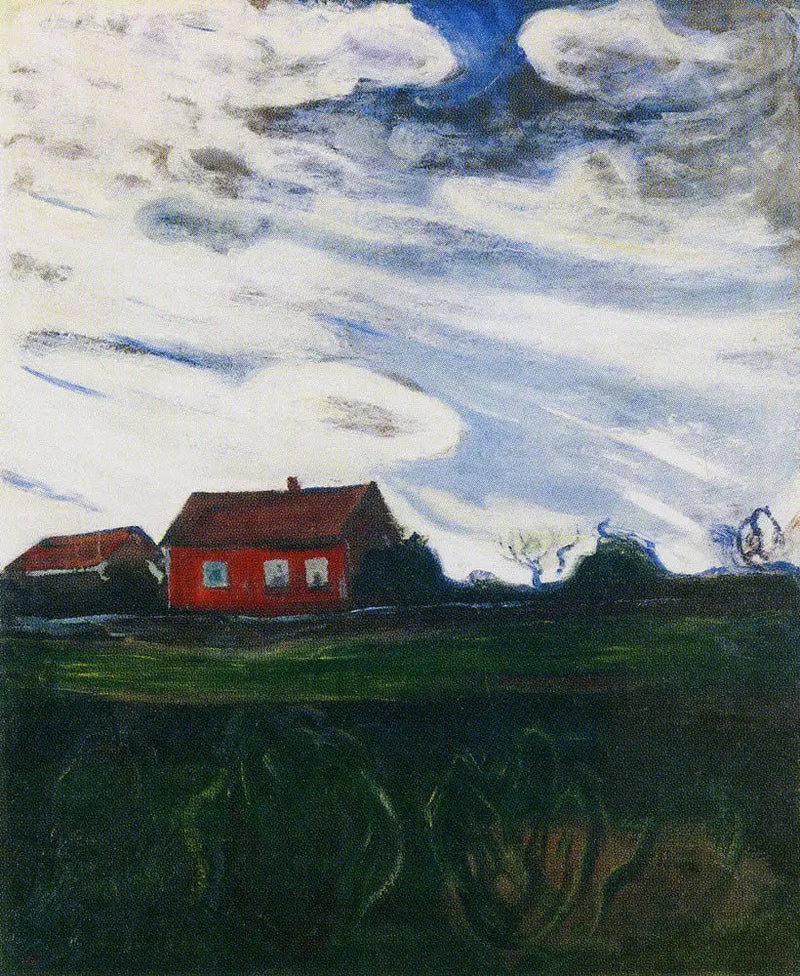 Landschaft mit rotem Haus - Edvard Munch