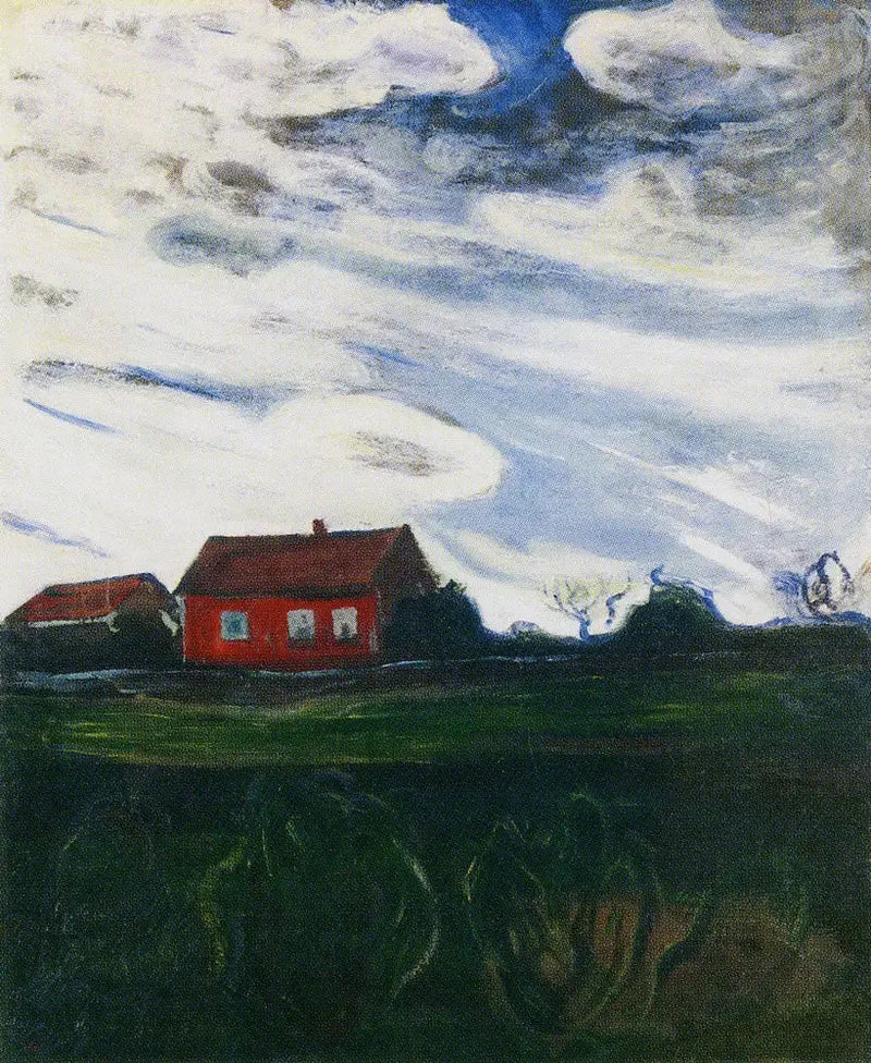 Landschaft mit rotem Haus - Edvard Munch