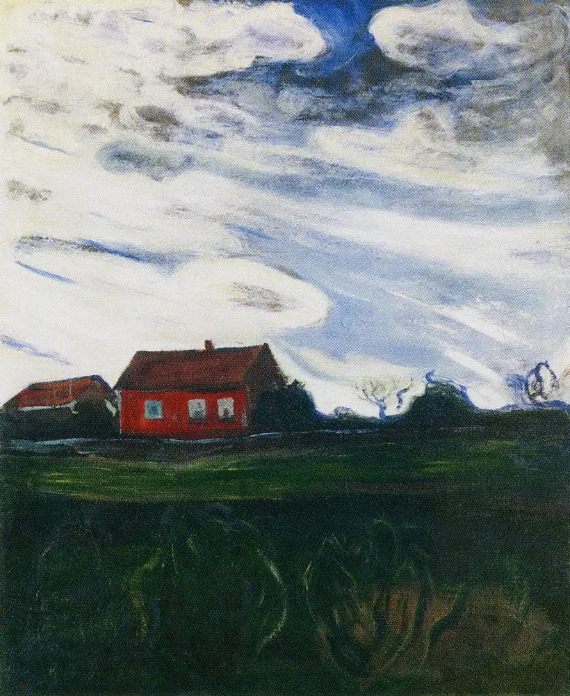 Landschaft mit rotem Haus - Edvard Munch