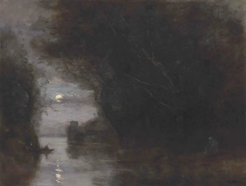 Mondlandschaft bei Mondschein - Jean-Baptiste Camille Corot