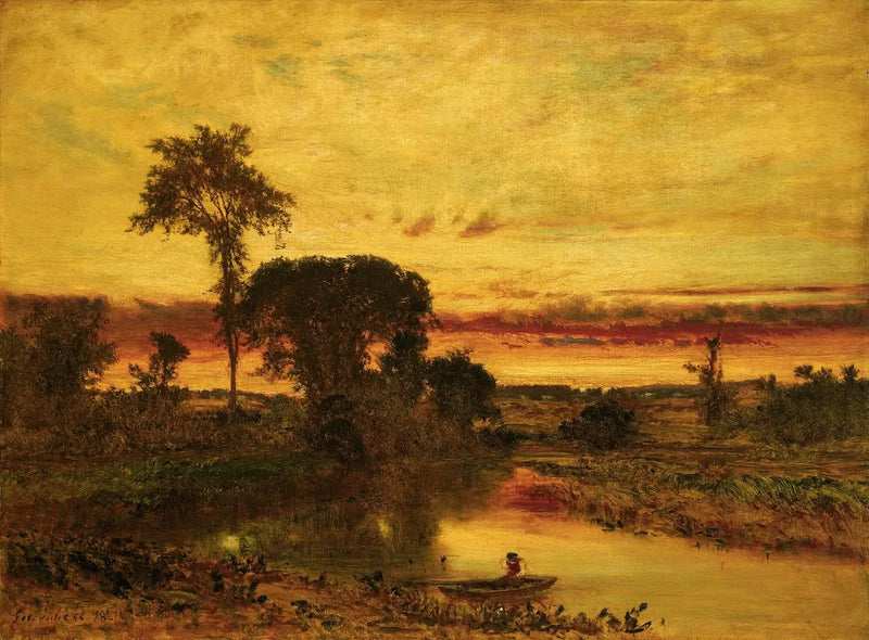 Sonnenuntergang-Landschaft, Medfield - George Inness