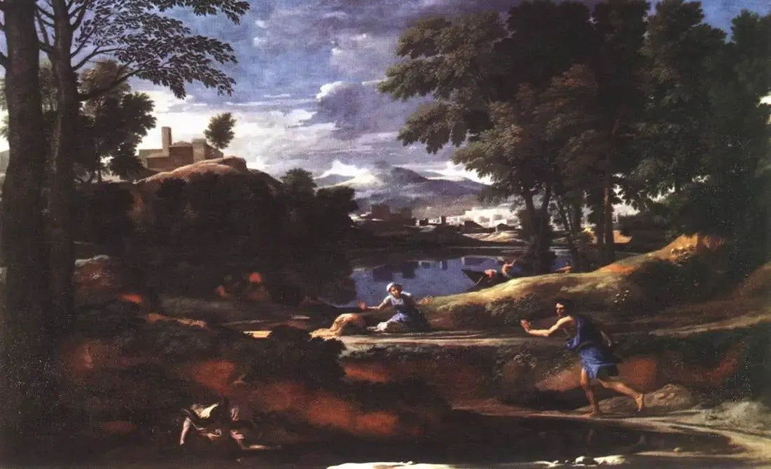 Paysage au serpent - Nicolas Poussin image 1 reproduction de peinture à l’huile