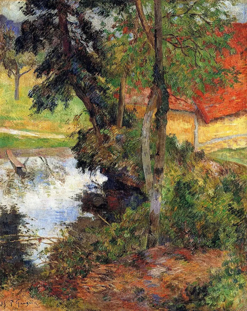Landschaft mit rotem Dach - Paul Gauguin