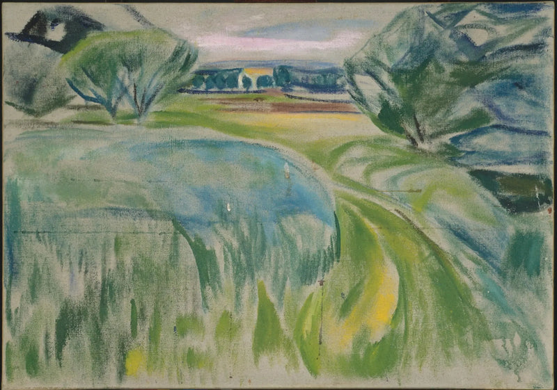 Landschaft mit grünen Feldern - Edvard Munch