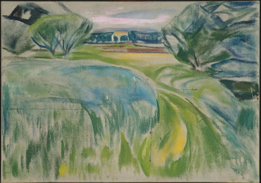 Landschaft mit grünen Feldern - Edvard Munch