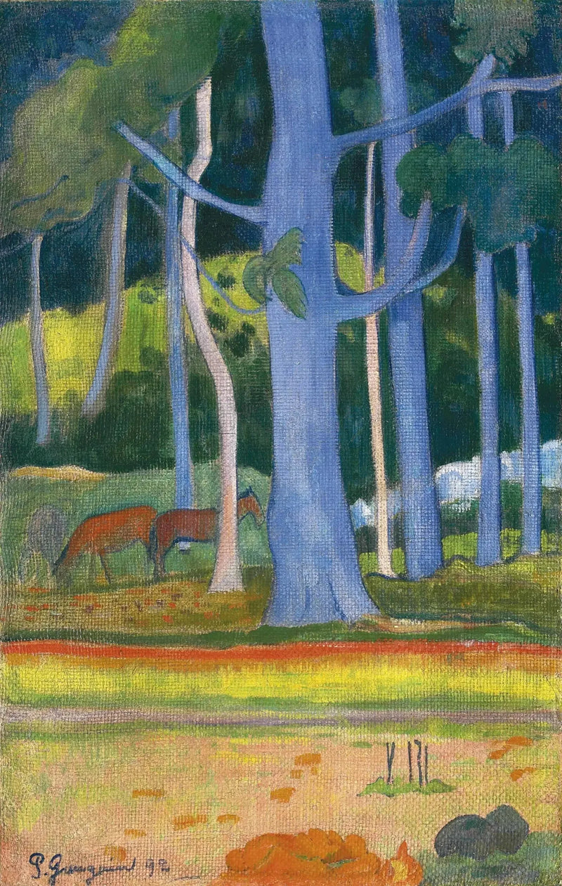Landschaft mit blauen Stämmen - Paul Gauguin
