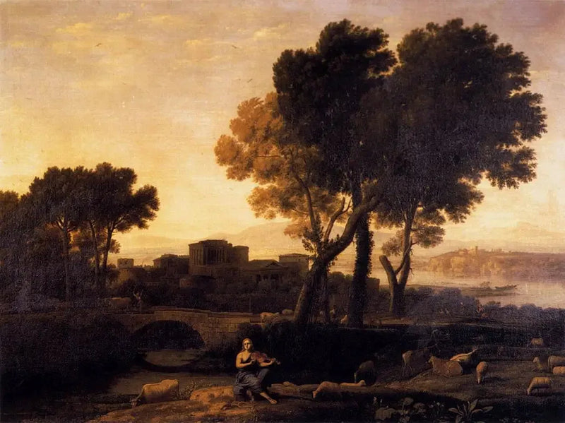 Landschaft mit Apoll, der die Herden von Admète bewacht, und Merkur, der sie ihm stiehlt - Claude Lorrain