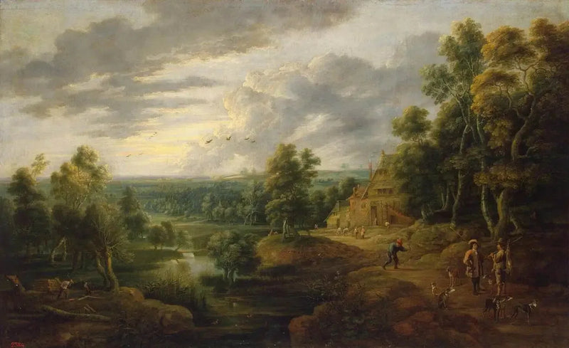 Landschaft mit Baum am Flussufer - David Teniers der Jüngere