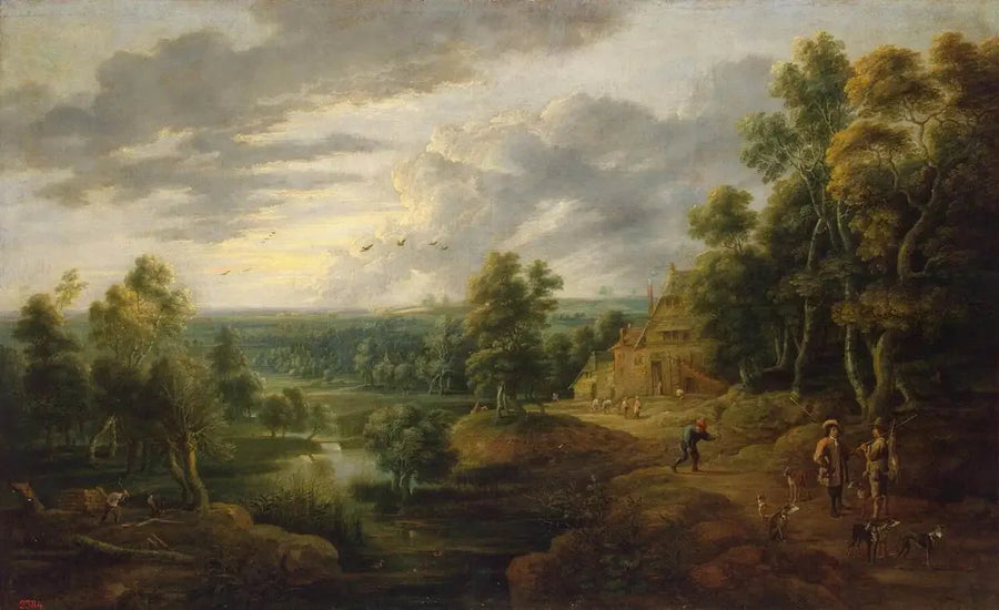 Landschaft mit Baum am Flussufer - David Teniers der Jüngere