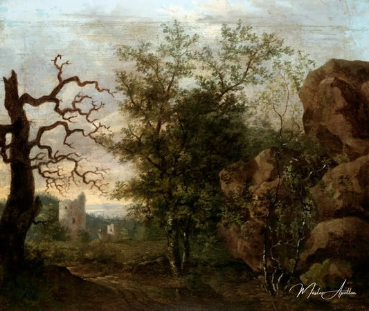 Paysage avec arbre nu - Caspar David Friedrich - Reproductions de tableaux et peintures haut de gamme