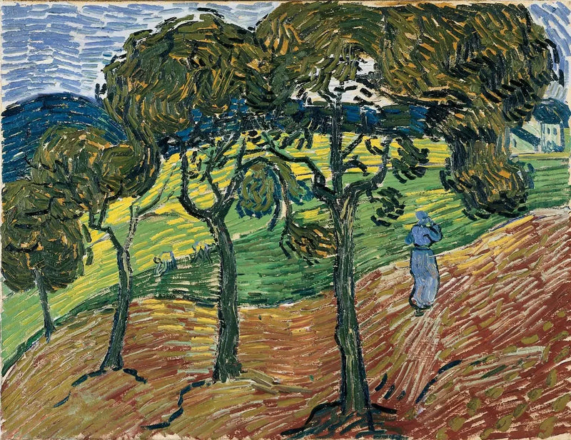 Landschaft mit Bäumen und Figuren - Vincent van Gogh