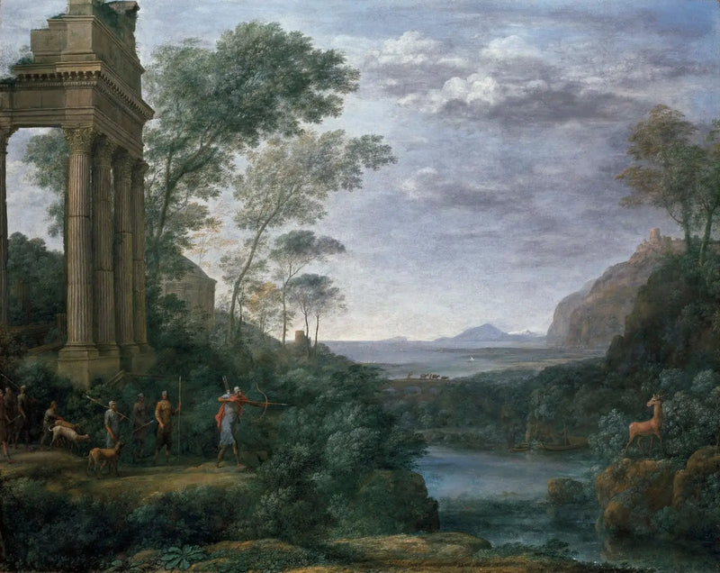 Landschaft mit Ascagne, der den Hirsch erschlägt, von Silvia - Claude Lorrain