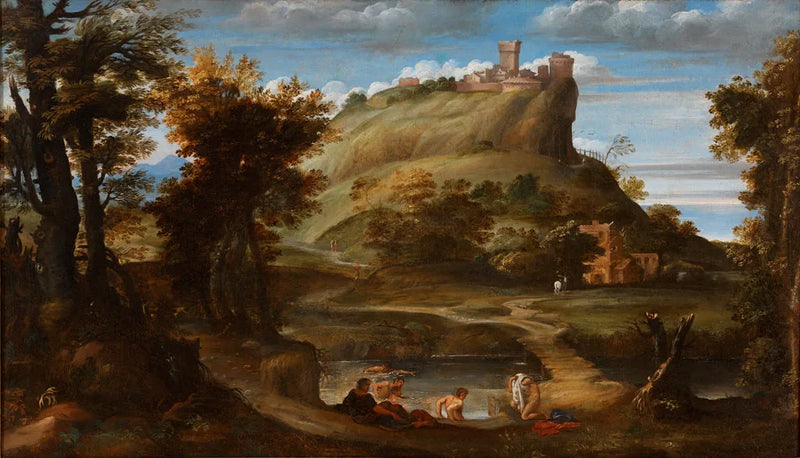 Landschaft mit Badenixen - Domenichino