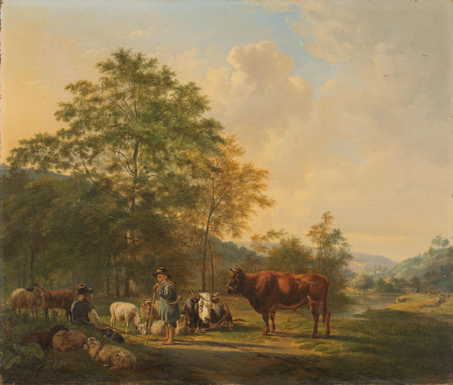 Paysage avec berger, taureau et bétail - Pieter Gerardus van Os