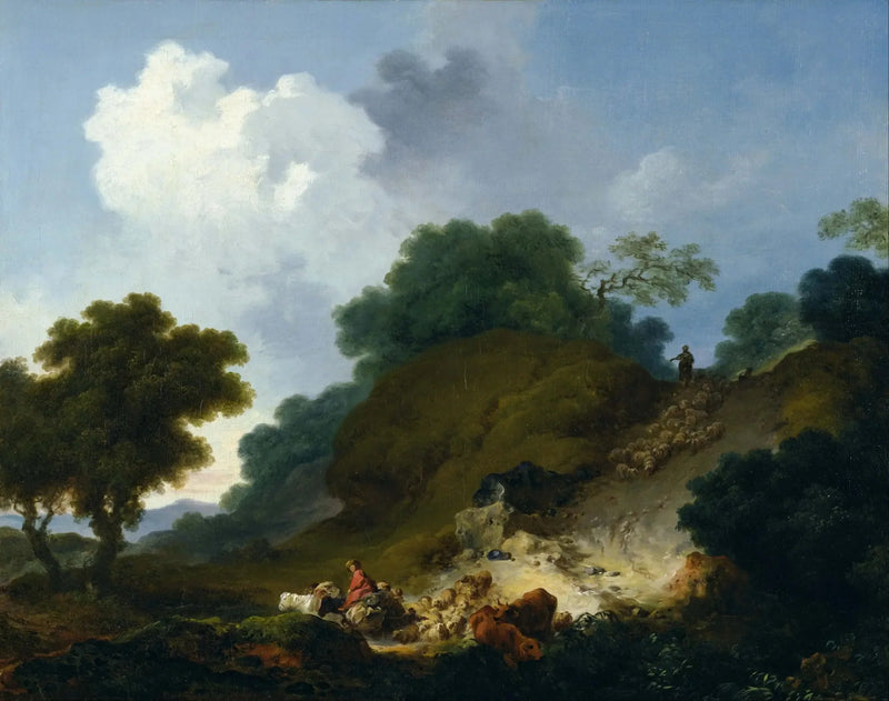 Landschaft mit Hirten und Schafherde - Jean-Honoré Fragonard