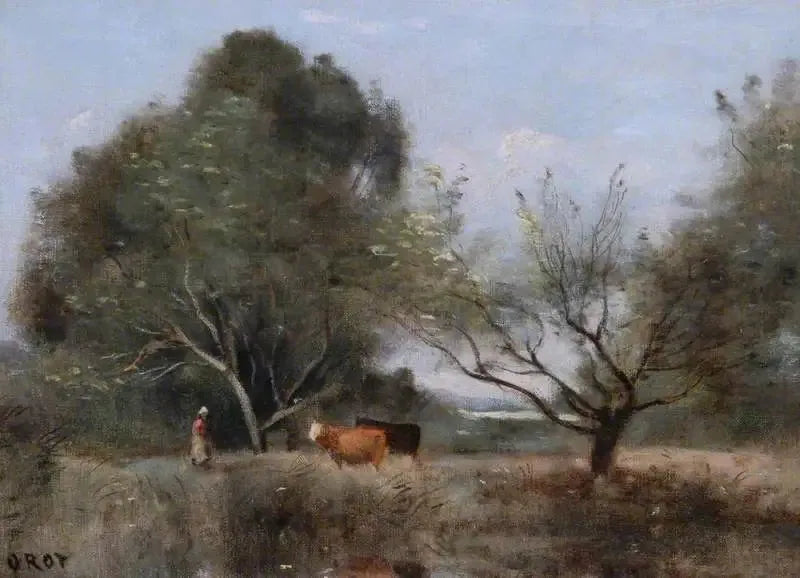 Landschaft mit Vieh - Jean-Baptiste Camille Corot