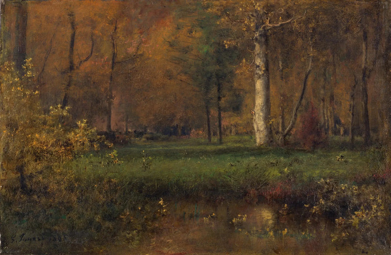 Landschaft mit gelbem Busch - George Inness