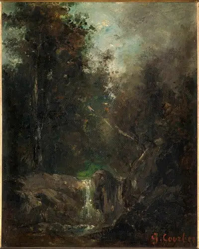 Landschaft mit Wasserfall - Gustave Courbet