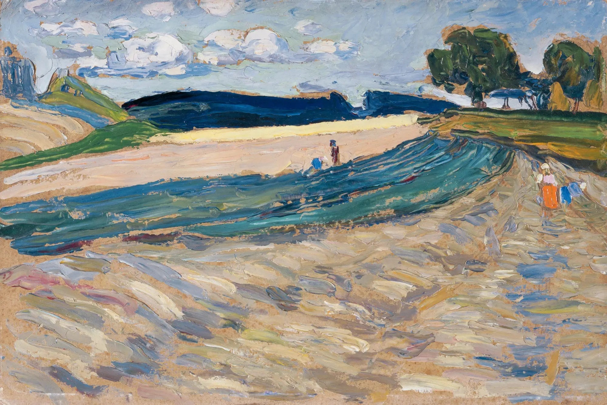 Paysage avec champ jaune - Vassily Kandinsky image 1 copie peinte à la main à l’huile