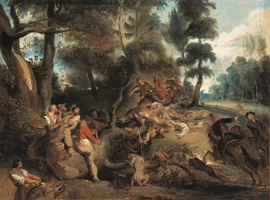 Landschaft mit Wildschweinjagd - Eugène Delacroix