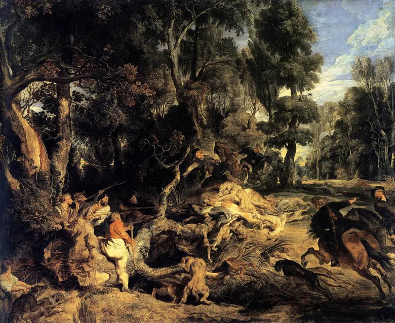 Landschaft mit Wildschweinjagd - Peter Paul Rubens