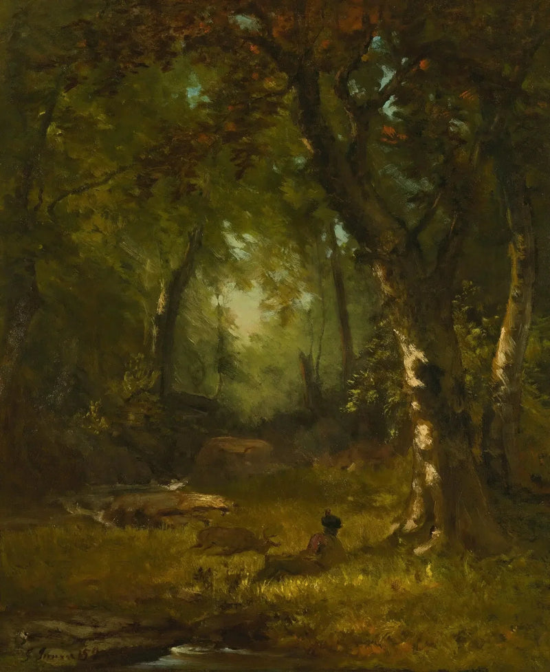 Landschaft mit Jäger - George Inness