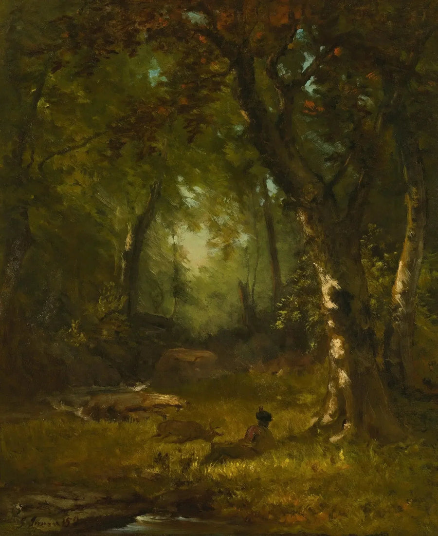 Landschaft mit Jäger - George Inness