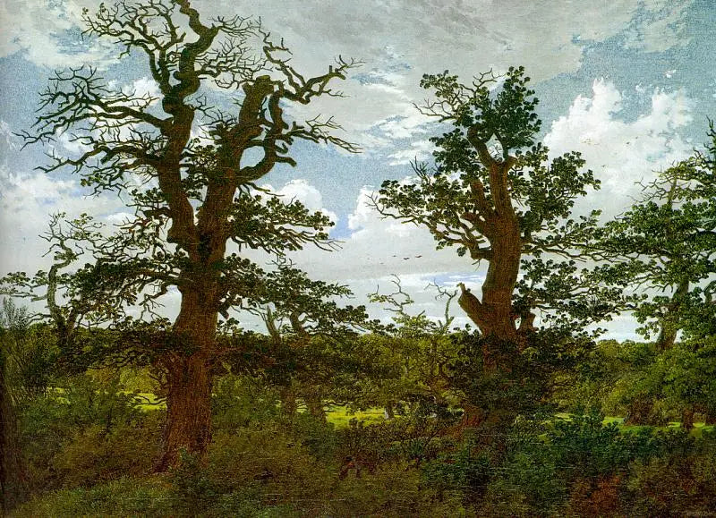 Landschaft mit Eichen und einem Jäger - Caspar David Friedrich