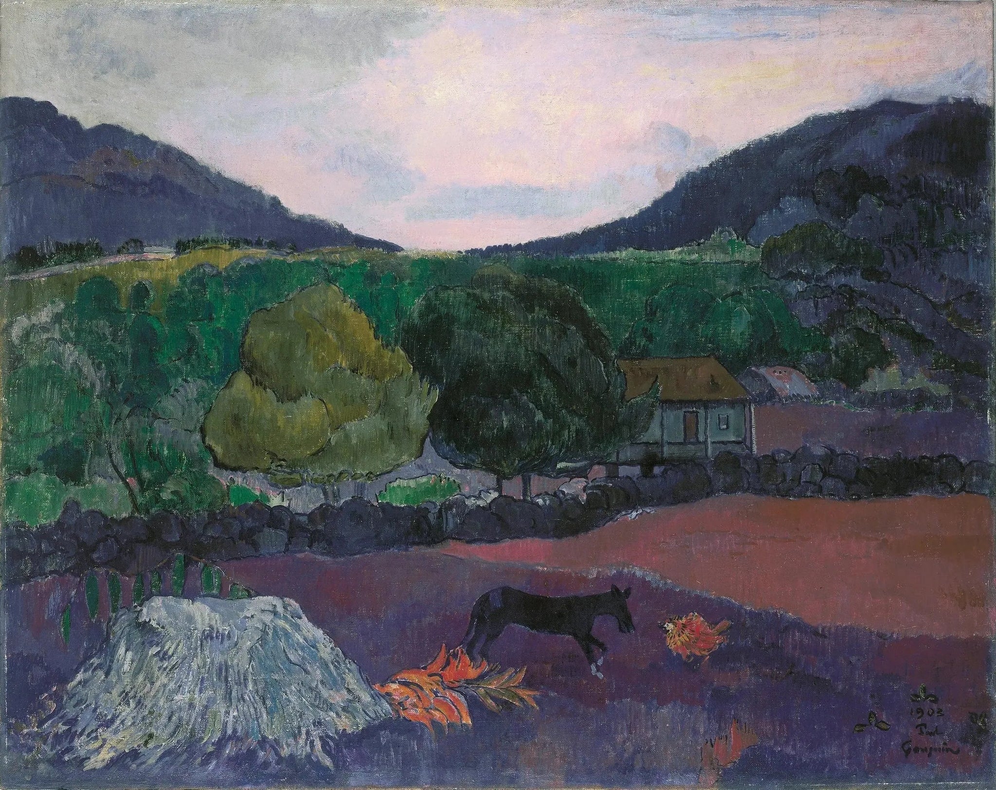 Paysage avec chien - Paul Gauguin image 1 tableau peint à l’huile sur toile