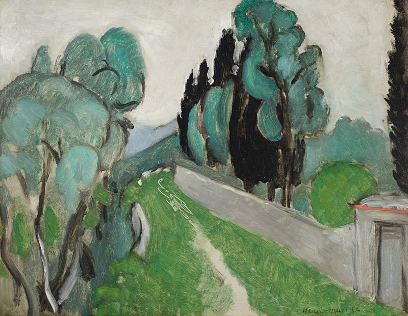 Landschaft mit Zypressen und Olivenbäumen in der Umgebung von Nizza - Henri Matisse