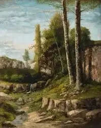 Paysage avec des arbres jumeaux - Gustave Courbet image 1 reproduction artisanale de tableau
