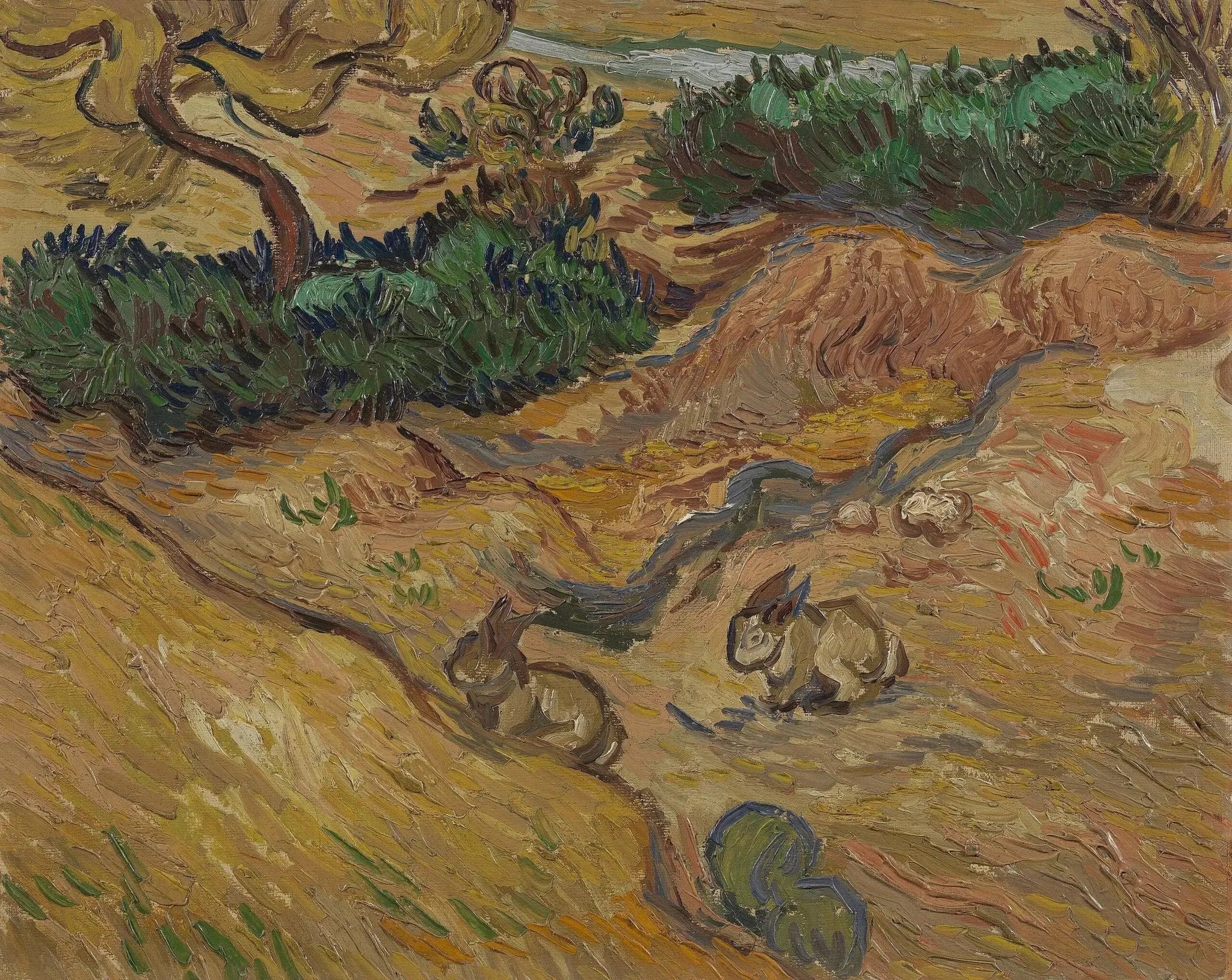 Paysage avec des lapins - Vincent van Gogh image 1 tableau peint à l’huile sur toile
