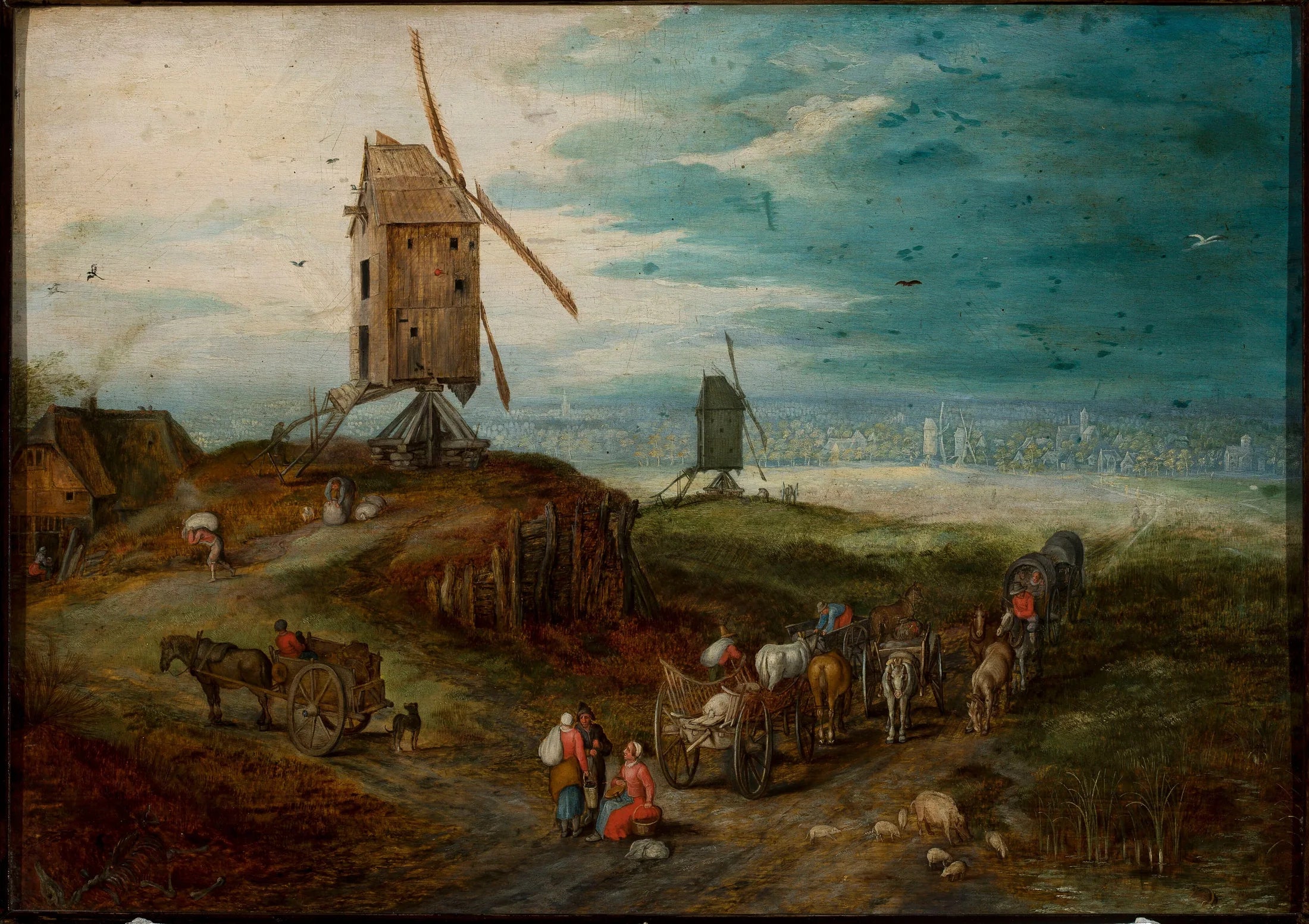 Paysage avec des moulins à vent. - Jan Brueghel l'Ancien image 1 reproduction de peinture à l’huile