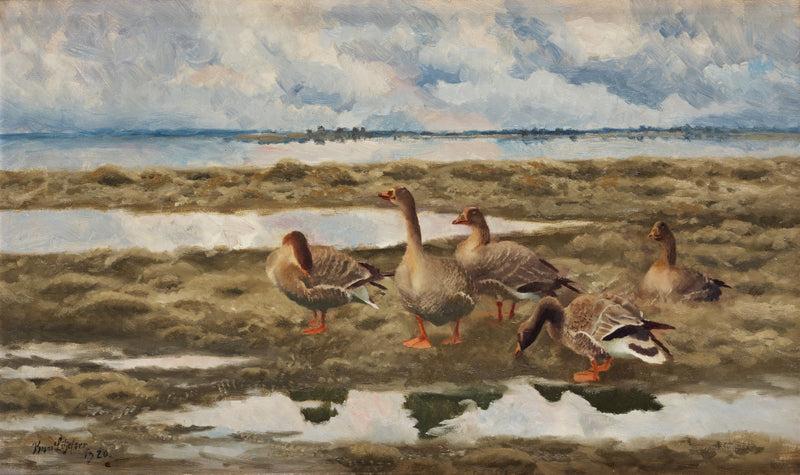 Landschaft mit Gänsen - Bruno Liljefors