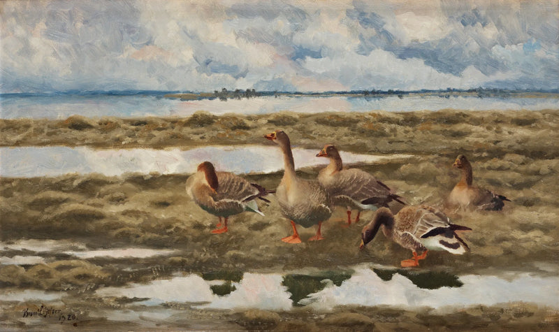 Landschaft mit Gänsen - Bruno Liljefors