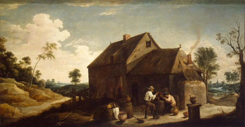 Landschaft mit Bauern vor einer Gaststätte - David Teniers der Jüngere