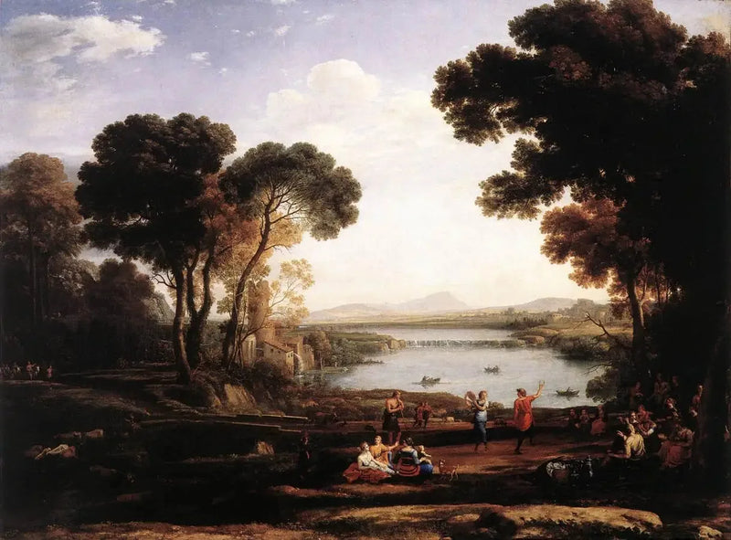 Landschaft mit tanzenden Figuren (Der Mühle) - Claude Lorrain