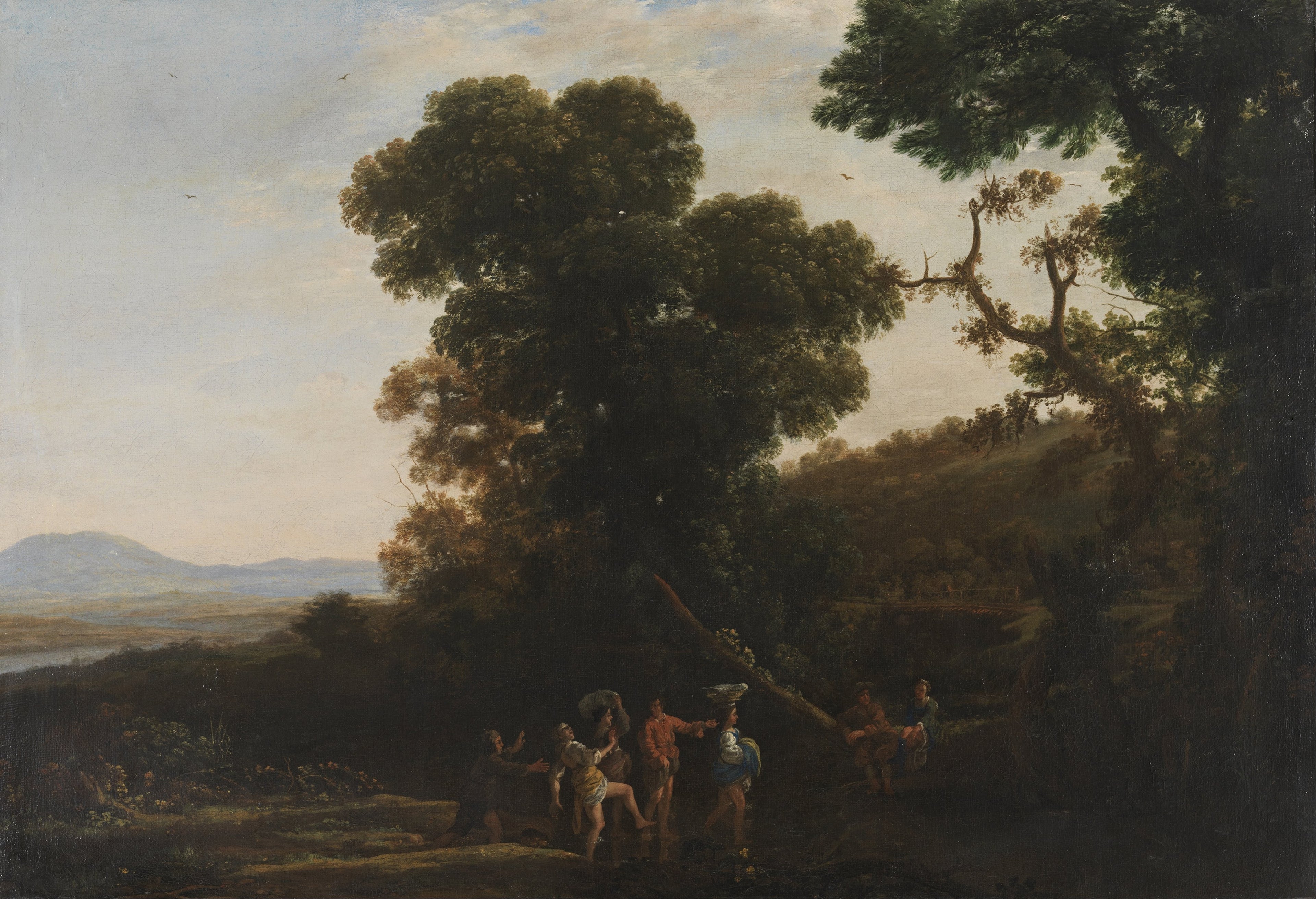 Landschaft mit Figuren, die in einem Bach waten - Claude Lorrain