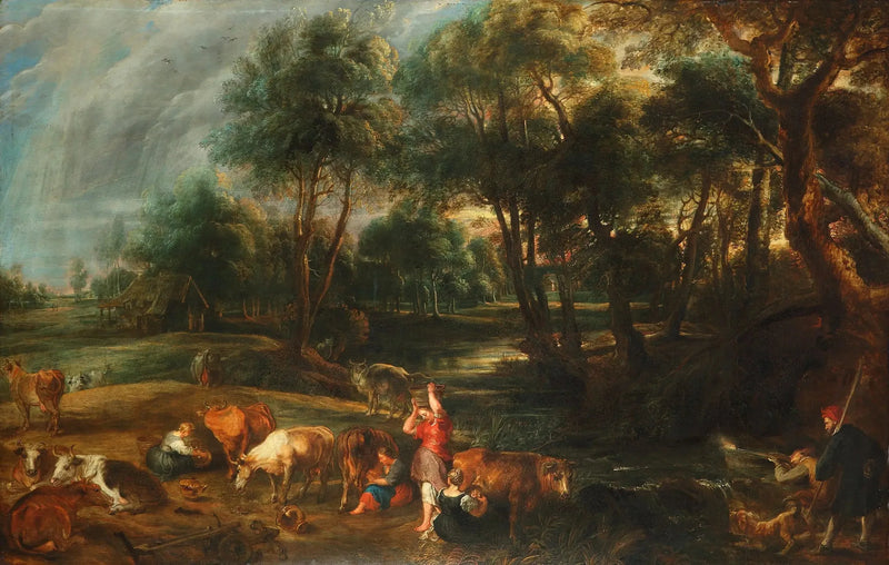 Landschaft mit Kühen und Wasservögeln - Peter Paul Rubens
