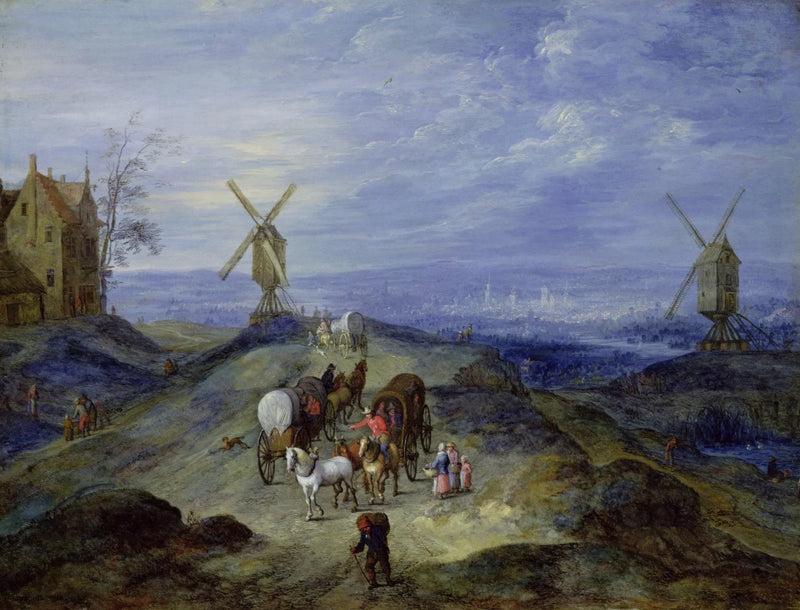 Paysage avec deux moulins à vent - Jan Brueghel l'Ancien