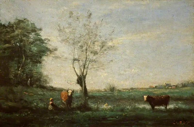 Landschaft mit zwei Kühen - Jean-Baptiste Camille Corot