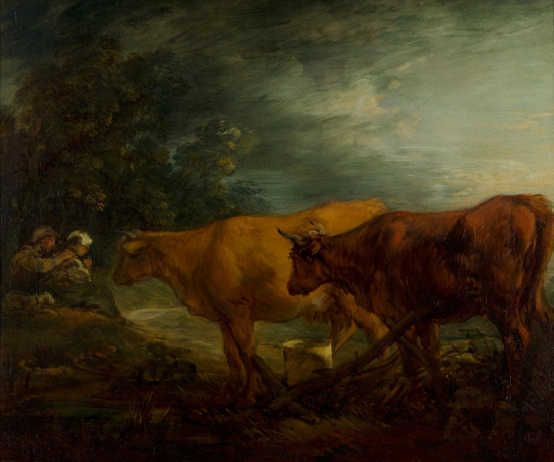 Landschaft mit zwei Kühen mit einem Hirten und einer Milchfrau - Thomas Gainsborough