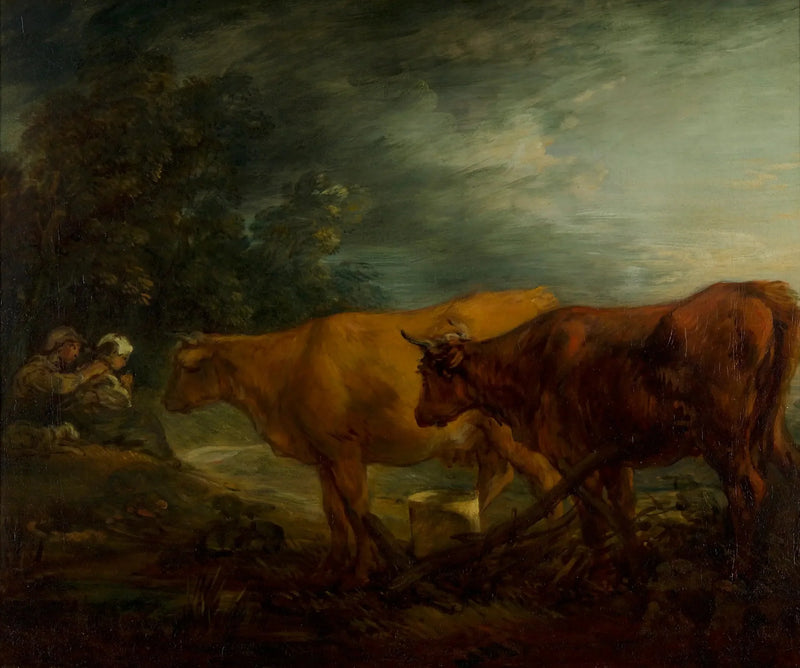 Landschaft mit zwei Kühen mit einem Hirten und einer Milchfrau - Thomas Gainsborough