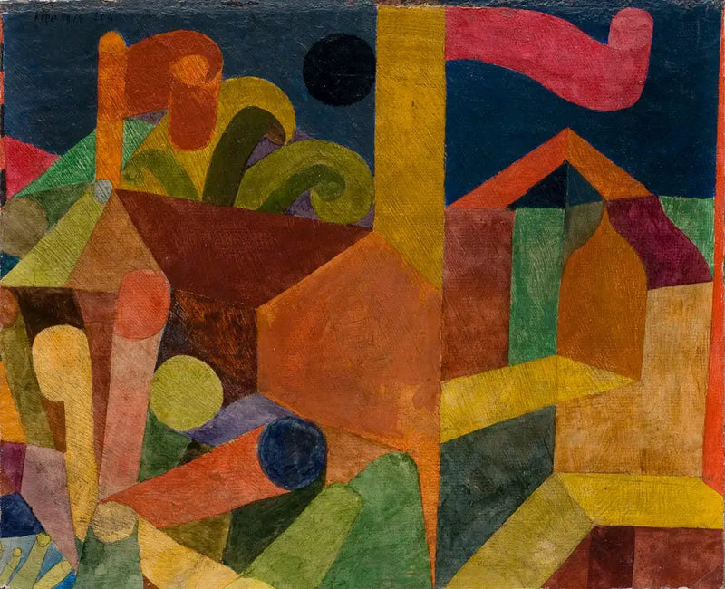Landschaft mit Flaggen; Häuser mit Flaggen - Paul Klee
