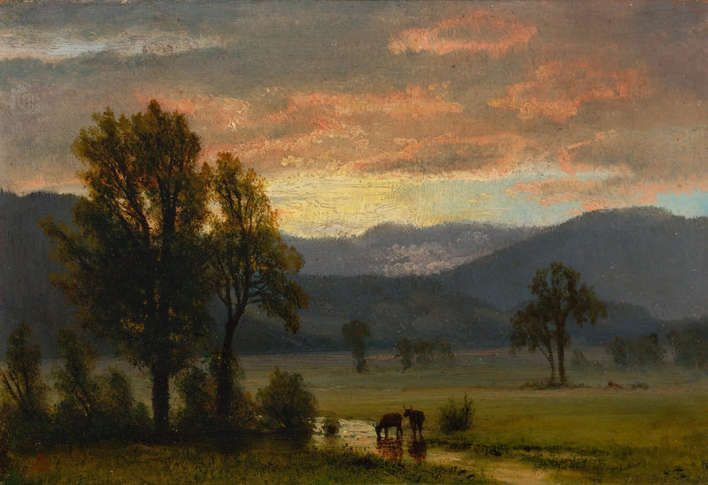 Landschaft mit Vieh - Albert Bierstadt